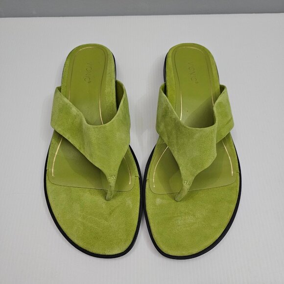 Vionic Agave Toe Post Sandal Womens 10 Green Suede Slip On Comfort Arch Support - Picture 4 of 13